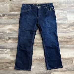 Harley-Davidson Women’s 18P Petite Bootcut Jeans Dark Wash Embroidered Pockets